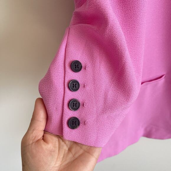 CeCe Plus Size 3X Ruched Sleeve One Button Blazer Jacket Pink Preppy Business - Picture 8 of 15
